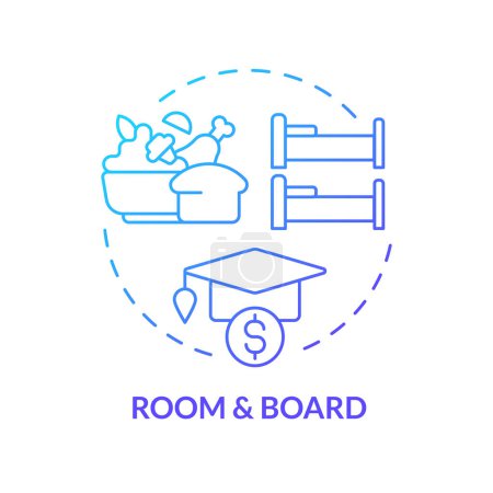 Illustration for 2D room and board thin line gradient icon concept, isolated vector, illustration representing athletic scholarship. - Royalty Free Image