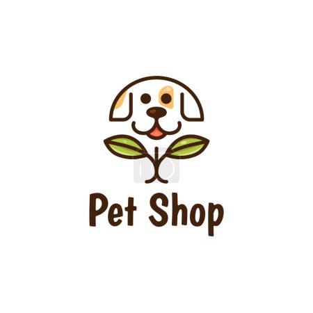 Pet nutrition filled outline multicolor logo. Healthy eating. Puppy silhouette. Leaf symbol. Design element. Visual identity. Vector graphic. Perfect for corporate branding, pet shop, dog product