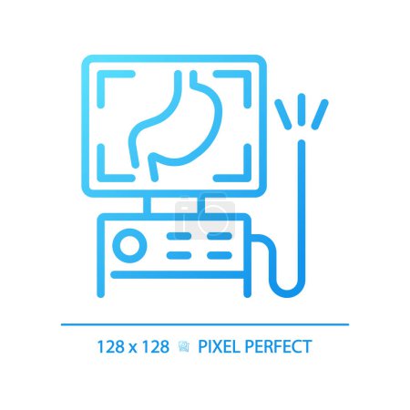 Illustration for Endoscope pixel perfect gradient linear vector icon. Medical tool. Health diagnosis. Gastrointestinal system. Thin line color symbol. Modern style pictogram. Vector isolated outline drawing - Royalty Free Image