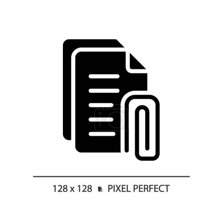 Ilustración de Icono de archivo adjunto de estilo de glifo perfecto de píxel 2D, vector aislado, ilustración de documento de silueta - Imagen libre de derechos