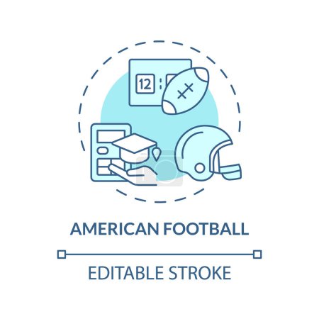 Illustration for 2D editable american football blue thin line icon concept, isolated vector, illustration representing athletic scholarship. - Royalty Free Image