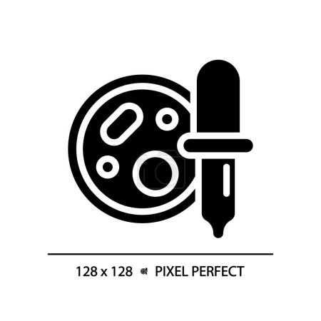 Illustration for 2D pixel perfect glyph style bacteria with dropper icon, isolated vector, simple silhouette illustration representing bacteria. - Royalty Free Image