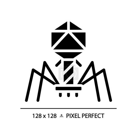 Illustration for 2D pixel perfect glyph style bacteriophage icon, isolated vector, simple silhouette illustration representing bacteria. - Royalty Free Image