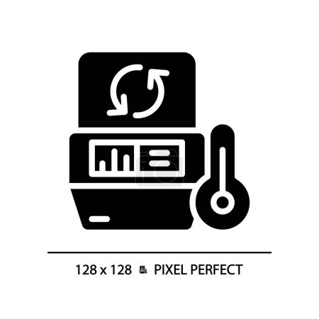 Illustration for Pcr machine pixel perfect black glyph icon. Thermal cycler. Polymerase chain reaction. Dna replication. Rapid test. Silhouette symbol on white space. Solid pictogram. Vector isolated illustration - Royalty Free Image