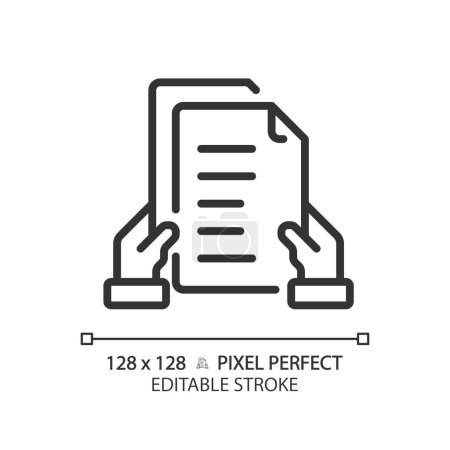 Téléchargez les illustrations : Pixel 2D parfaite lettre de proposition noire modifiable icône simple, vecteur isolé, illustration de document de ligne mince. - en licence libre de droit