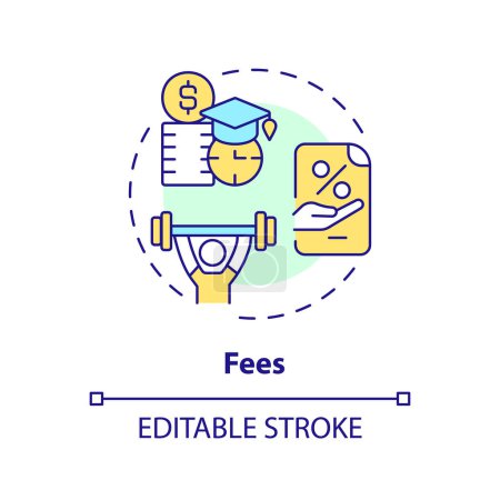 Illustration for 2D editable fees thin line icon concept, isolated vector, multicolor illustration representing athletic scholarship. - Royalty Free Image
