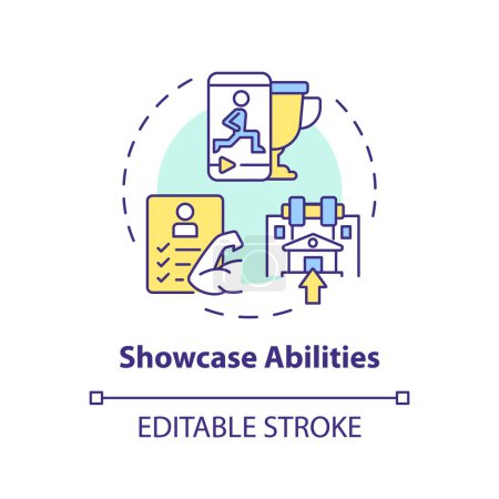 Illustration for 2D editable showcase abilities thin line icon concept, isolated vector, multicolor illustration representing athletic scholarship. - Royalty Free Image