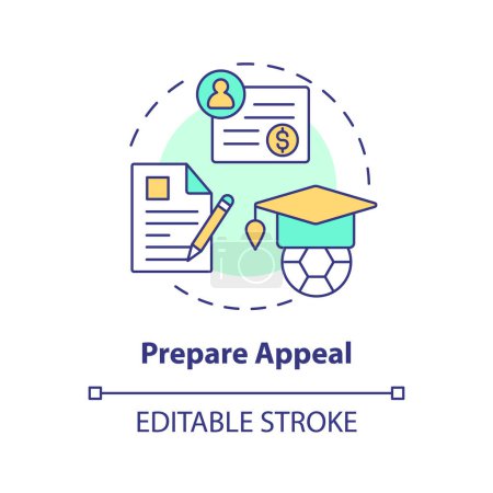 Illustration for 2D editable prepare appeal thin line icon concept, isolated vector, multicolor illustration representing athletic scholarship. - Royalty Free Image