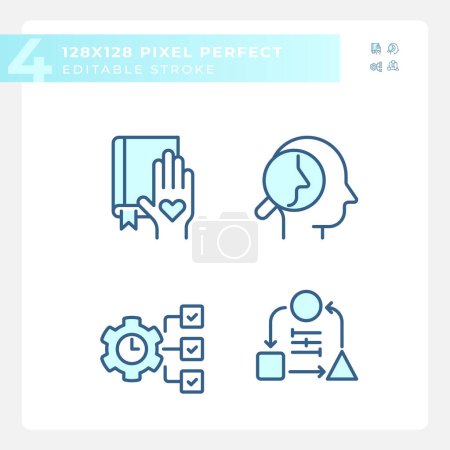 Illustration for Pixel perfect blue icons set of soft skills, editable thin linear illustration. - Royalty Free Image