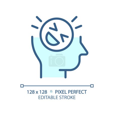 Illustration for 2D pixel perfect editable blue sense of humor icon, isolated vector, thin line illustration representing soft skills. - Royalty Free Image
