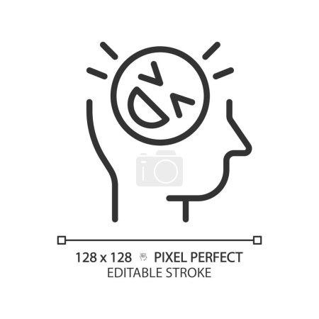 Illustration for 2D pixel perfect editable black sense of humor icon, isolated vector, thin line illustration representing soft skills. - Royalty Free Image