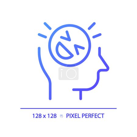 Illustration for 2D pixel perfect gradient sense of humor icon, isolated vector, thin line purple illustration representing soft skills. - Royalty Free Image