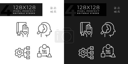 Illustration for Pixel perfect dark and light icons set of soft skills, editable thin linear illustration. - Royalty Free Image