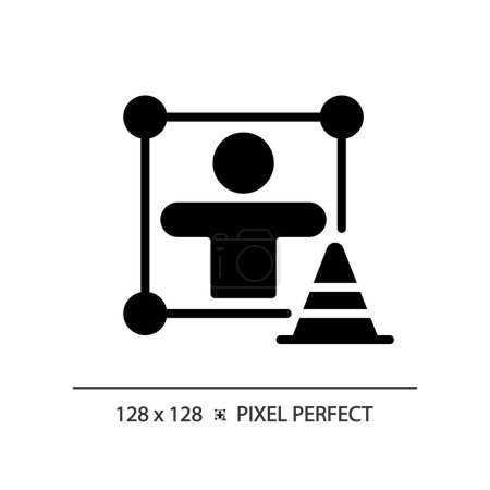 Téléchargez les illustrations : Icône de responsabilisation de style glyphe 2D pixel parfait, vecteur isolé, illustration de silhouette représentant les compétences douces. - en licence libre de droit