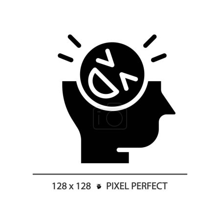 Illustration for 2D pixel perfect glyph style sense of humor icon, isolated vector, silhouette illustration representing soft skills. - Royalty Free Image