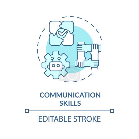 Illustration for 2D editable blue communication skills icon, simple isolated vector, AI engineer thin line monochromatic illustration - Royalty Free Image
