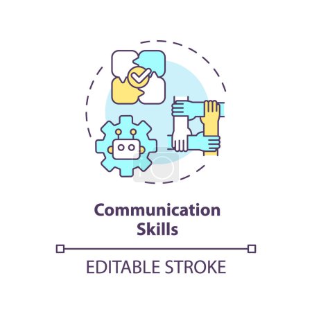 Illustration for 2D editable multicolor communication skills icon, simple isolated vector, AI engineer thin line illustration. - Royalty Free Image