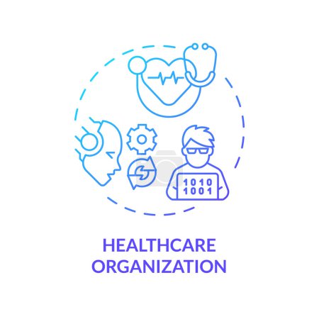 Ilustración de Icono de organización sanitaria de gradiente 2D, vector aislado, ilustración de línea delgada creativa de ingeniero de IA - Imagen libre de derechos