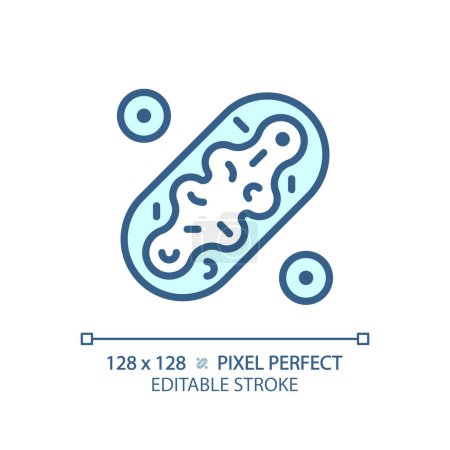 Ilustración de Icono de mitocondria azul editable perfecto 2D pixel, vector monocromático aislado, ilustración de línea delgada que representa la salud metabólica. - Imagen libre de derechos