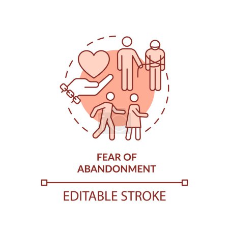 Illustration for 2D editable thin line icon fear of abandonment concept, monochromatic isolated vector, red illustration representing codependent relationship. - Royalty Free Image
