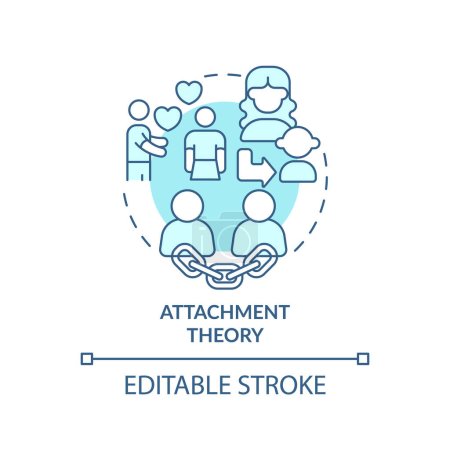 Illustration for 2D editable thin line icon attachment theory concept, monochromatic isolated vector, blue illustration representing codependent relationship. - Royalty Free Image