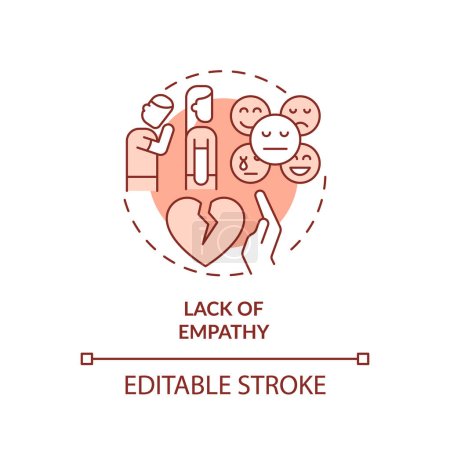 Illustration for 2D editable thin line icon lack of empathy concept, monochromatic isolated vector, red illustration representing codependent relationship. - Royalty Free Image