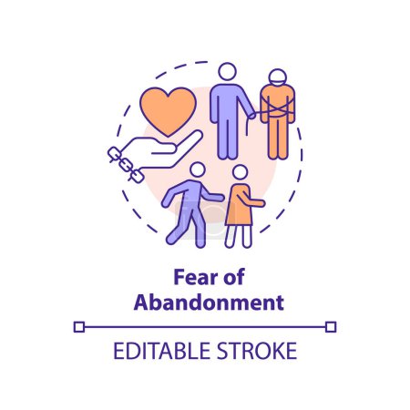 Illustration for 2D editable thin line icon fear of abandonment concept, isolated vector, multicolor illustration representing codependent relationship. - Royalty Free Image