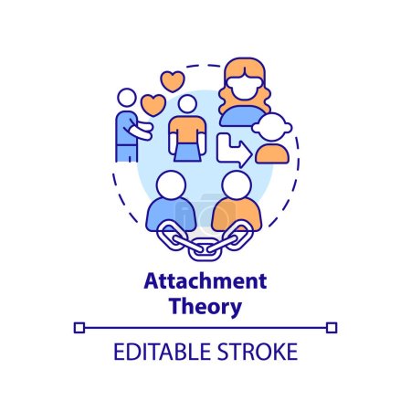 Illustration for 2D editable thin line icon attachment theory concept, isolated vector, multicolor illustration representing codependent relationship. - Royalty Free Image