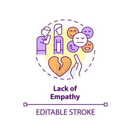 Illustration for 2D editable thin line icon lack of empathy concept, isolated vector, multicolor illustration representing codependent relationship. - Royalty Free Image
