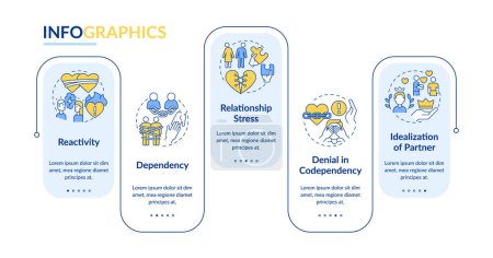 Illustration for 2D codependent relationship vector infographics template with thin line icons, data visualization with 5 steps, process timeline chart. - Royalty Free Image
