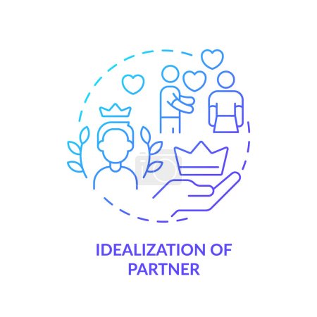 Illustration for 2D thin line gradient icon idealization of partner concept, isolated vector, blue illustration representing codependent relationship. - Royalty Free Image