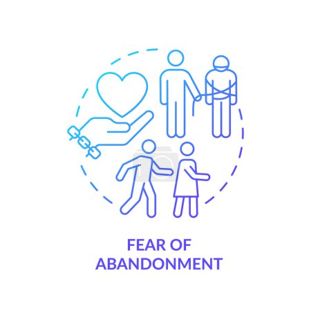 Illustration for 2D thin line gradient icon fear of abandonment concept, isolated vector, blue illustration representing codependent relationship. - Royalty Free Image