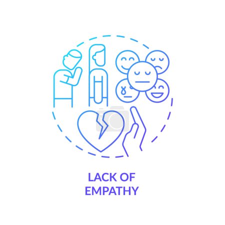 Illustration for 2D thin line gradient icon lack of empathy concept, isolated vector, blue illustration representing codependent relationship. - Royalty Free Image