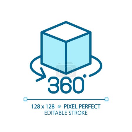 Ilustración de Icono de VR 360 azul editable perfecto para píxeles 2D, vector monocromático aislado, ilustración de línea delgada que representa VR, AR y MR. - Imagen libre de derechos