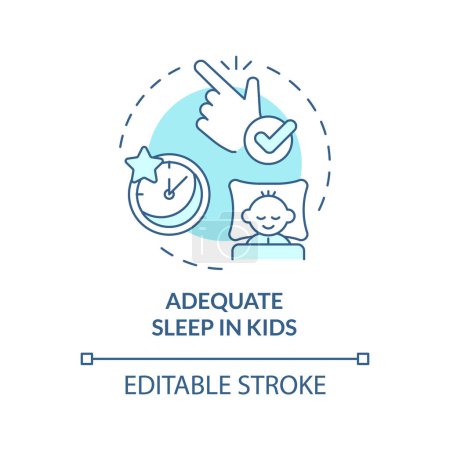 Illustration for 2D editable thin line icon adequate sleep in kids concept, isolated monochromatic vector, blue illustration representing parenting children with health issues. - Royalty Free Image