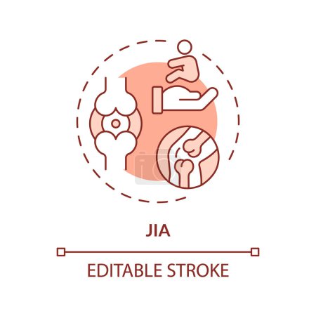 Illustration for 2D editable thin line icon JIA concept, isolated monochromatic vector, red illustration representing parenting children with health issues. - Royalty Free Image