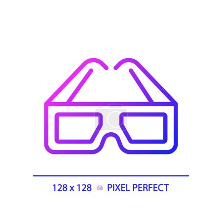 Ilustración de Icono de gafas 3D perfectas de píxeles 2D, vector simple aislado, ilustración de línea delgada que representa VR, AR y MR. - Imagen libre de derechos