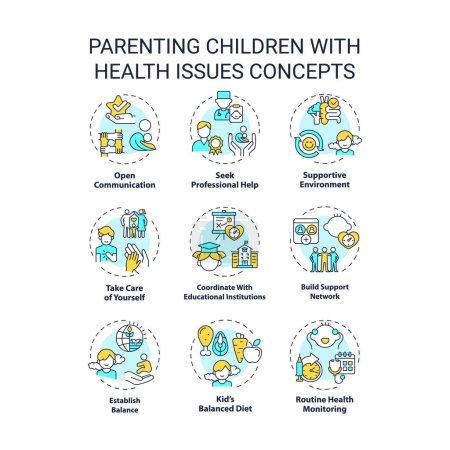 Illustration for 2D editable icons set representing parenting children concepts, isolated vector, thin line colorful illustration. - Royalty Free Image