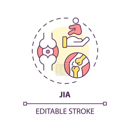 Illustration for 2D editable thin line icon JIA concept, isolated simple vector, multicolor illustration representing parenting children with health issues. - Royalty Free Image