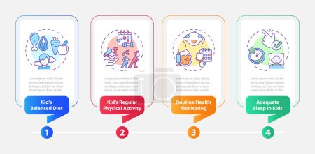 Illustration for 2D parenting children with health issues vector infographics template with linear icons concept, data visualization with 4 steps, process timeline chart. - Royalty Free Image