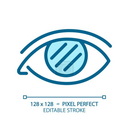 Illustration for 2D pixel perfect editable blue color blindness icon, isolated monochromatic vector, thin line illustration representing eye care. - Royalty Free Image