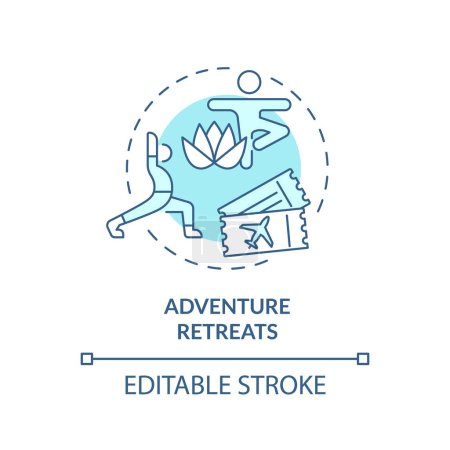 Illustration for 2D editable blue adventure retreats icon, simple isolated monochromatic vector, medical tourism thin line illustration. - Royalty Free Image