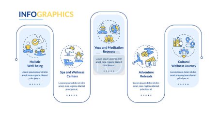 Illustration for 2D medical tourism vector infographics template, data visualization with 5 steps, process timeline chart. - Royalty Free Image