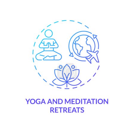 Ilustración de 2D gradiente yoga y meditación retiros icono, vector aislado simple, turismo médico delgada línea ilustración. - Imagen libre de derechos