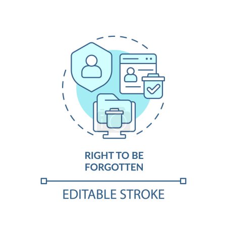 Illustration for 2D editable blue right to be forgotten icon, monochromatic isolated vector, cyber law thin line illustration. - Royalty Free Image