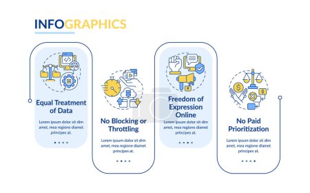 Illustration for 2D cyber law vector infographics template, data visualization with 4 steps, process timeline chart. - Royalty Free Image