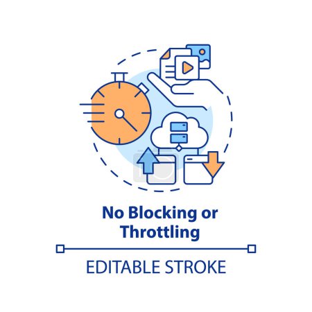 Illustration for 2D editable multicolor no blocking or throttling icon, simple isolated vector, cyber law thin line illustration. - Royalty Free Image