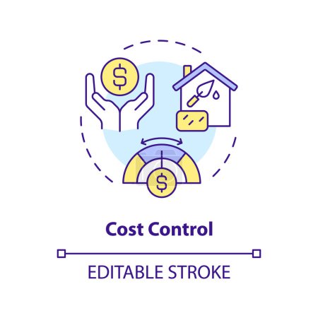 Ilustración de Icono de control de costos multicolor editable 2D, vector aislado simple, ilustración de línea delgada de costo de construcción. - Imagen libre de derechos