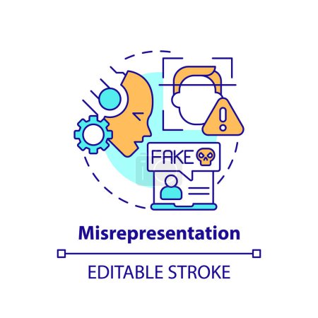 Illustration for 2D editable multicolor misrepresentation icon, simple isolated vector, cyber law thin line illustration. - Royalty Free Image