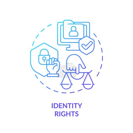 Téléchargez les illustrations : Icône de droits d'identité à gradient 2D, vecteur isolé simple, illustration de ligne mince de cyberdroit. - en licence libre de droit